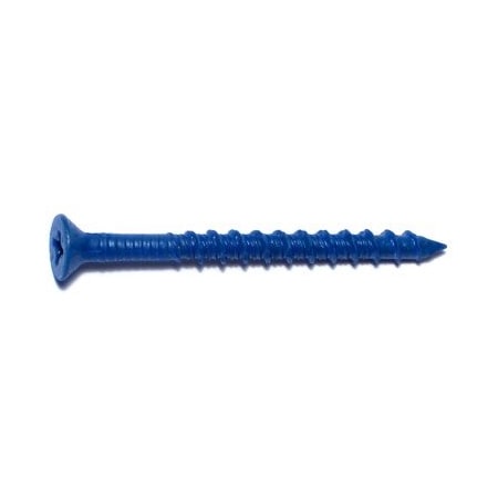 Red Head Tapcon Concrete Screw, 3/16" Dia., Flat, 2 1/4 in L, Steel Blue Ruspert, 100 PK 08126